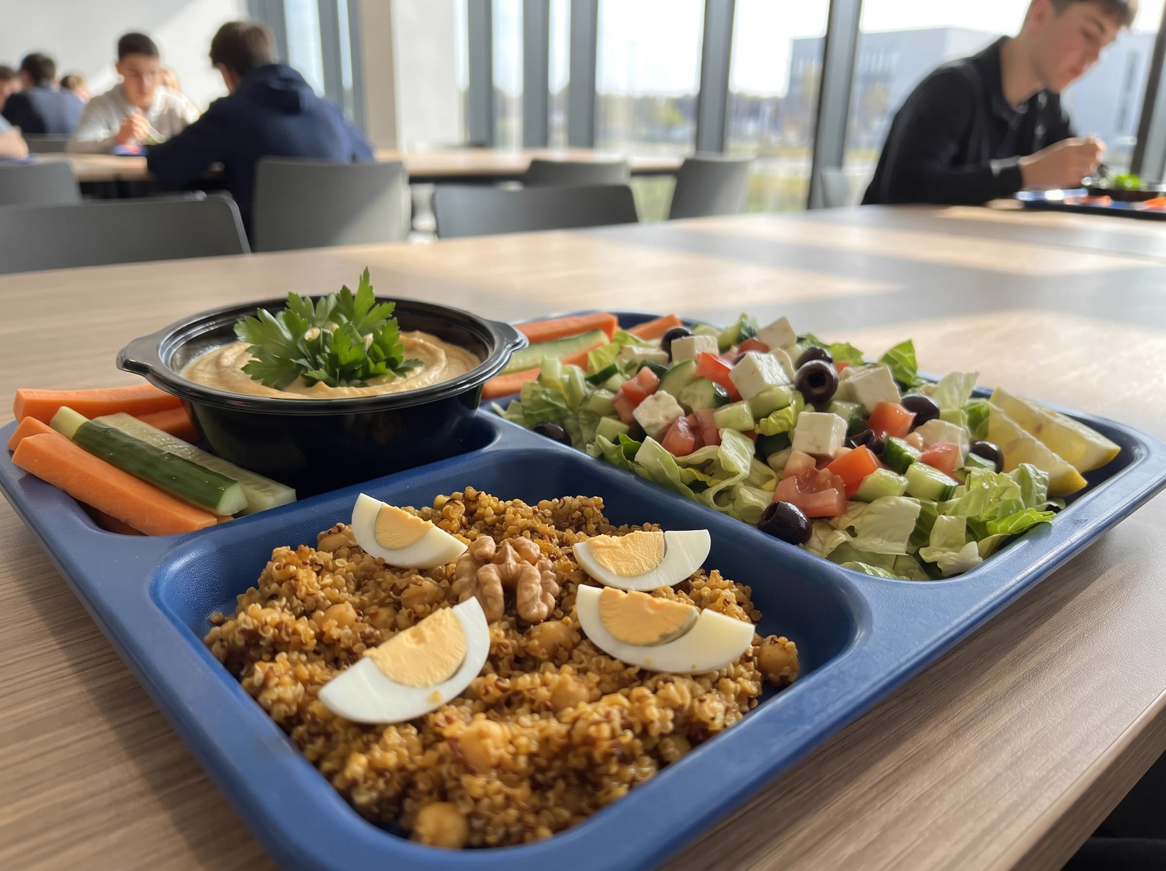 Balanced institutional meal prepared for students